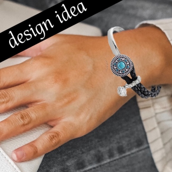 Snap Charm Leather and Silver Plate Bracelet - Picture 3 of 5